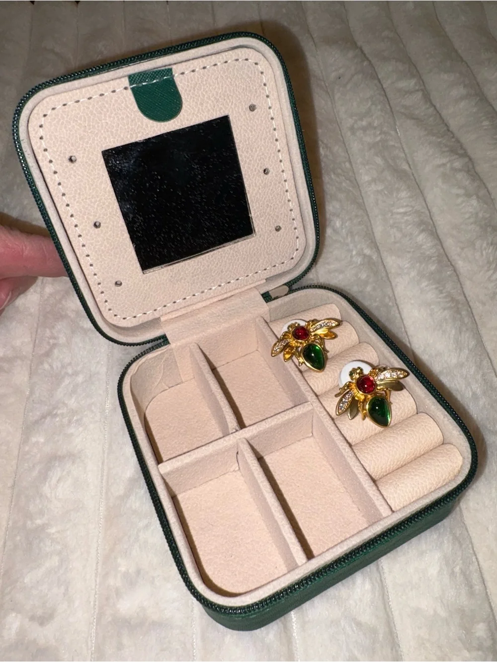 Kovonchy Gold Tone Bee Earrings w/case